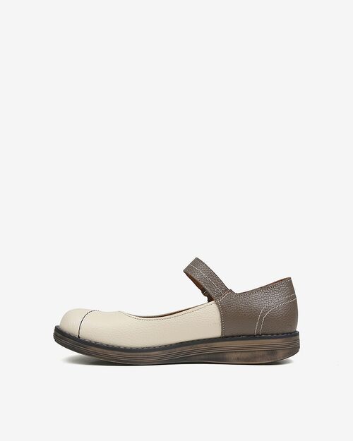 REBETA Deri Kadın Bantlı Bej Kombin Ayakkabı