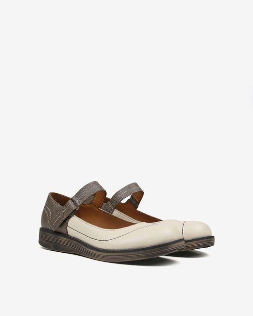 REBETA Deri Kadın Bantlı Bej Kombin Ayakkabı