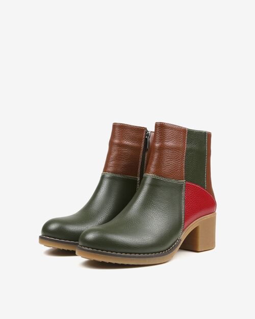 REBETA Deri Kadın Yeşil Bot Kombin