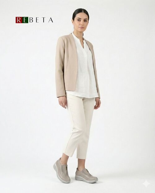 REBETA Deri Kadın Yüksek Tabanlı Bej Ayakkabı