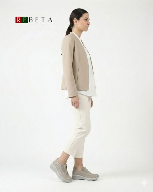 REBETA Deri Kadın Yüksek Tabanlı Bej Ayakkabı