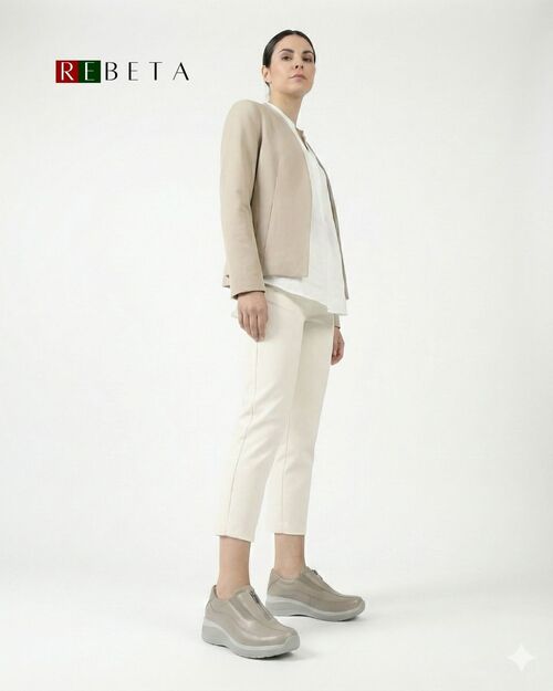 REBETA Deri Kadın Yüksek Tabanlı Bej Ayakkabı