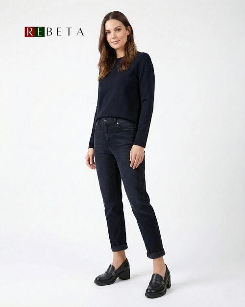 REBETA Deri Kadın Siyah Topuklu Loafer Ayakkabı