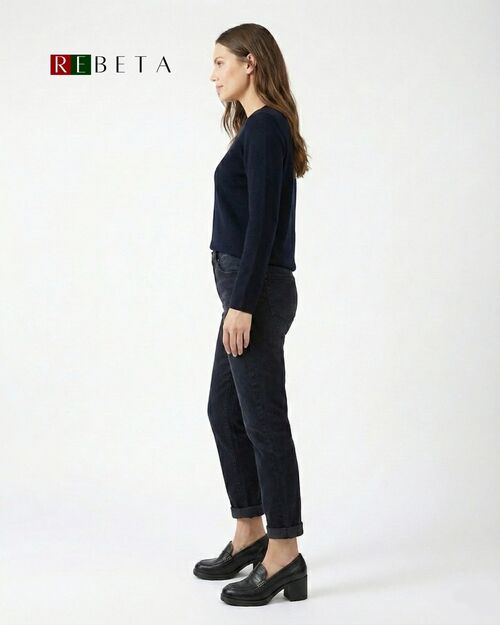 REBETA Deri Kadın Siyah Topuklu Loafer Ayakkabı