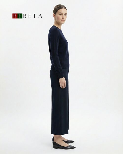 REBETA Deri Kadın Sivri Burunlu Topuklu Siyah Babet