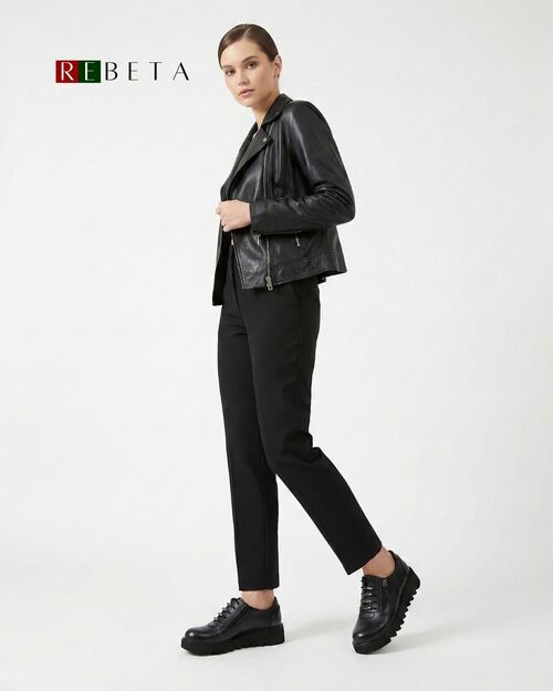 REBETA Deri Kadın Fermuar Detaylı Siyah Ayakkabı