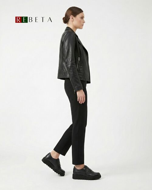 REBETA Deri Kadın Fermuar Detaylı Siyah Ayakkabı