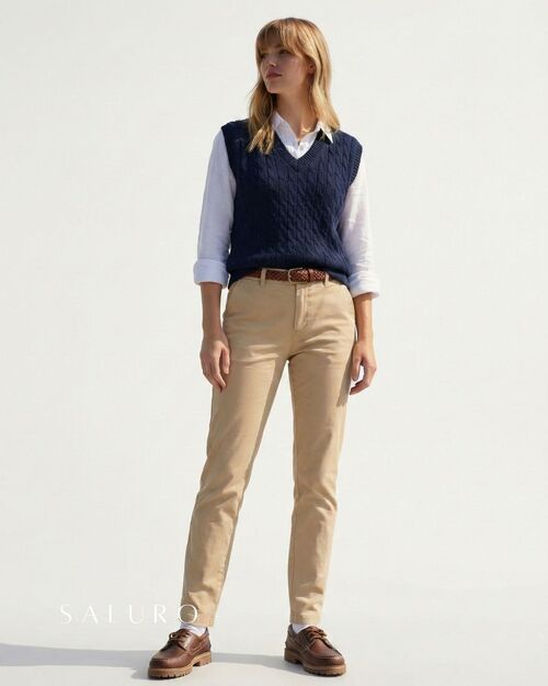 SALURO Deri Kadın Taba Topuklu Tekne Ayakkabısı