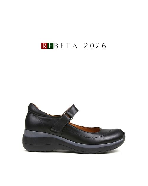 REBETA Deri Kadın Yüksek Tabanlı Siyah Ayakkabı
