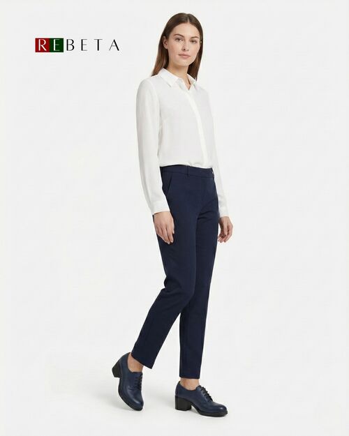 REBETA Deri Kadın Topuklu Lacivert Ayakkabı