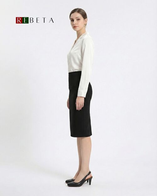 REBETA Deri Kadın Topuklu Siyah Ayakkabı