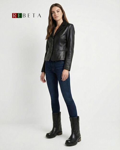 REBETA Deri Kadın Siyah Bot