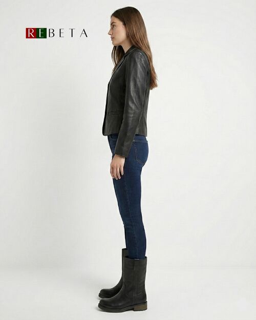 REBETA Deri Kadın Siyah Bot