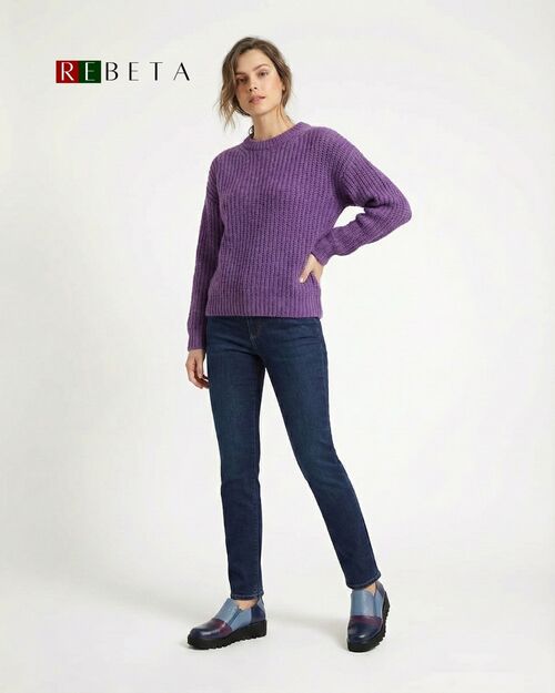 REBETA Deri Kadın Ayakkabı Mor Kombin