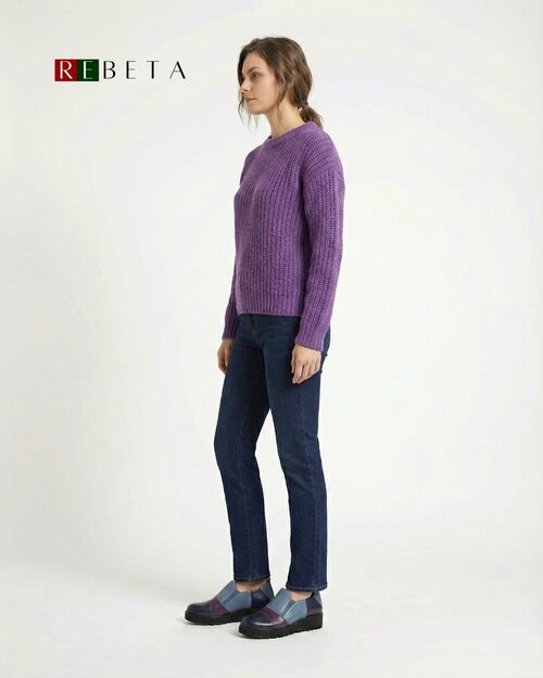 REBETA Deri Kadın Ayakkabı Mor Kombin