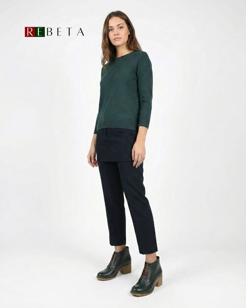 REBETA Deri Kadın Bağcıklı Topuklu Yeşil Bot