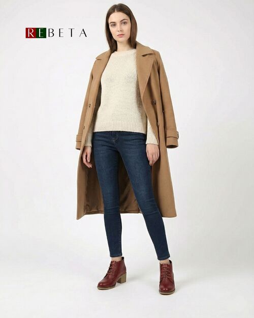 REBETA Deri Kadın Bağcıklı Topuklu Bordo Bot