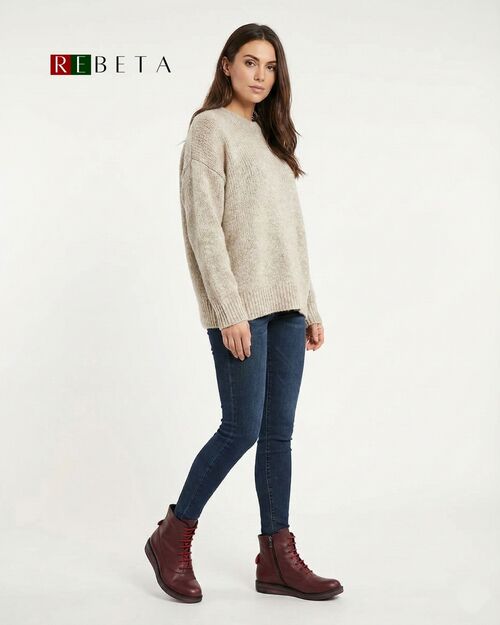 REBETA Deri Kadın Bordo Bot