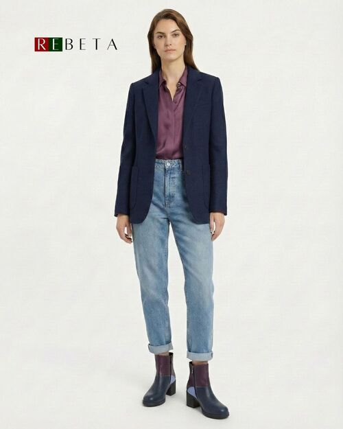 REBETA Deri Kadın Bot Mor Kombin