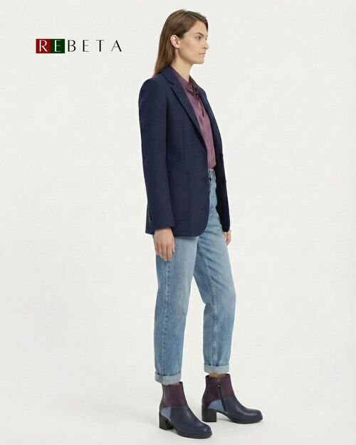 REBETA Deri Kadın Bot Mor Kombin