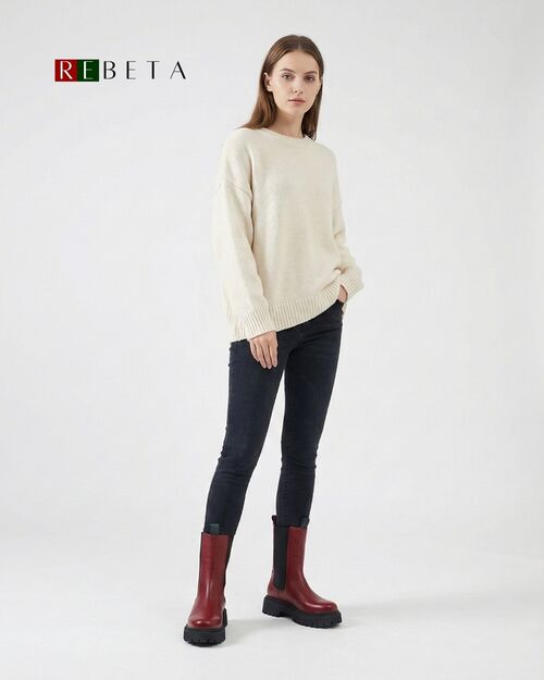 REBETA Deri Kadın Bordo Bot