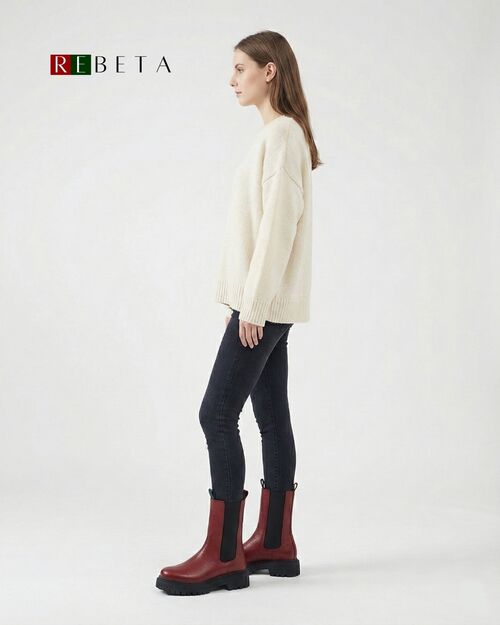 REBETA Deri Kadın Bordo Bot