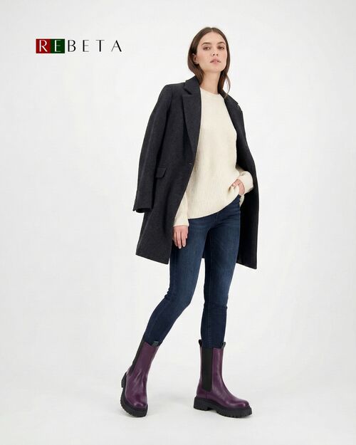 REBETA Deri Kadın Bot Mor