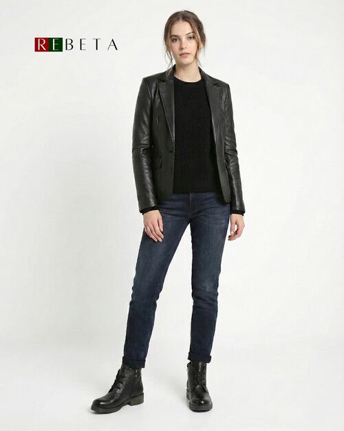 REBETA Deri Kadın Siyah Bot