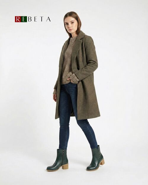 REBETA Deri Kadın Yeşil Bot