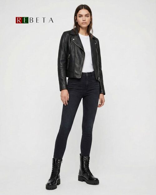 REBETA Deri Kadın Uzun Siyah Bot Açma