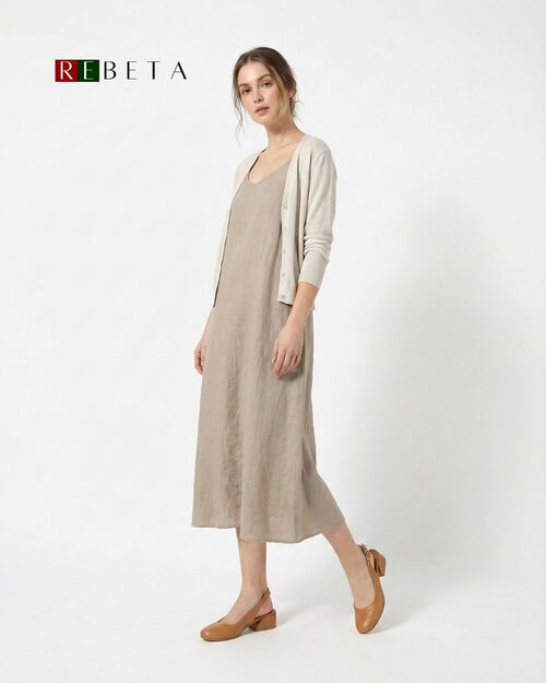 REBETA Deri Kadın Arkası Açık Topuklu Taba Sandalet