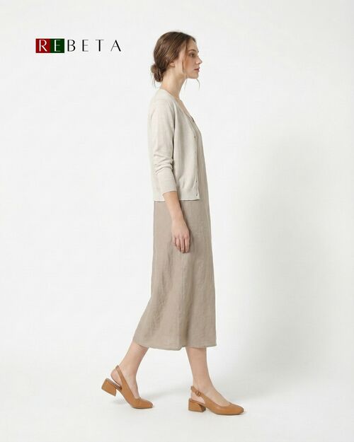 REBETA Deri Kadın Arkası Açık Topuklu Taba Sandalet