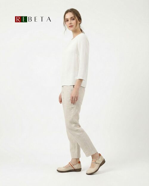 REBETA Deri Kadın Yüksek Tabanlı Krem Ayakkabı Kombin