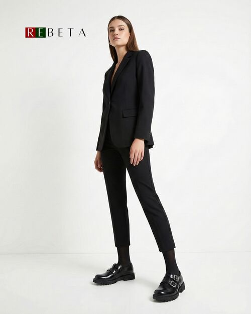 REBETA Deri Kadın Çift Tokalı Siyah Ayakkabı Açma