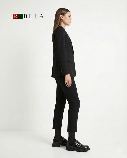 REBETA Deri Kadın Çift Tokalı Siyah Ayakkabı Açma