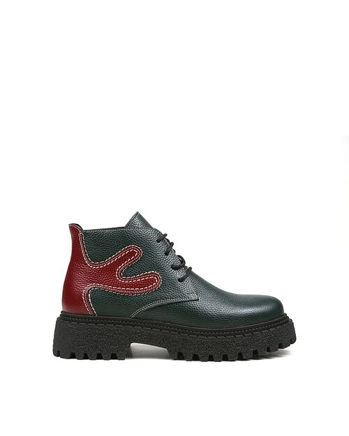 REBETA Deri Kadın Bot Yeşil Kombin