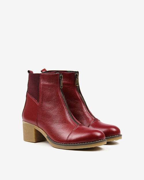 REBETA Deri Kadın Topuklu Bordo Bot