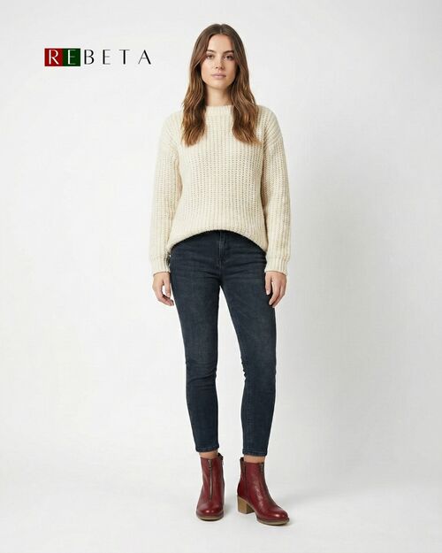 REBETA Deri Kadın Topuklu Bordo Bot