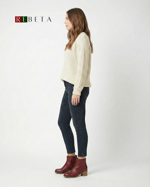 REBETA Deri Kadın Topuklu Bordo Bot