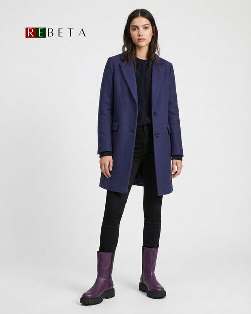 REBETA Deri Kadın Çift Fermuar Detaylı Mor Bot