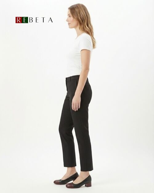 REBETA Deri Kadın Siyah Topuklu Ayakkabı Kombin