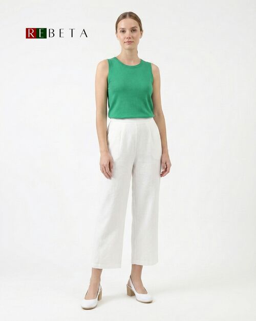 REBETA Deri Kadın Arkası Açık Topuklu Beyaz Sandalet