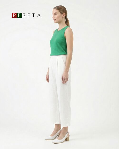 REBETA Deri Kadın Arkası Açık Topuklu Beyaz Sandalet