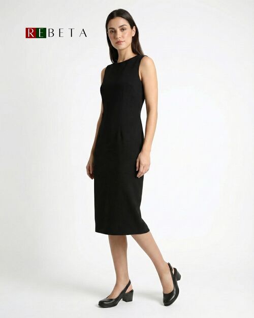 REBETA Deri Kadın Arkası Açık Topuklu Siyah Sandalet