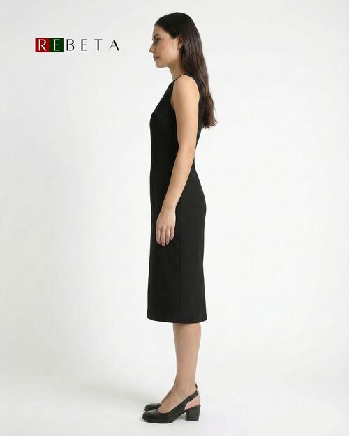 REBETA Deri Kadın Arkası Açık Topuklu Siyah Sandalet