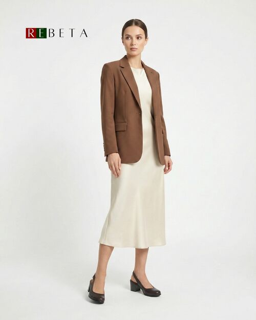 REBETA Deri Kadın Arkası Açık Topuklu Kahve Sandalet