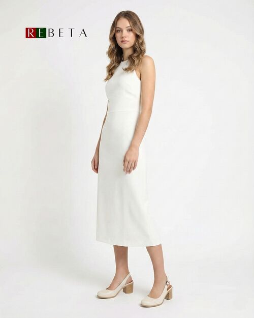 REBETA Deri Kadın Arkası Açık Topuklu Bej Sandalet