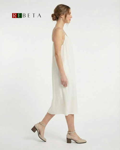 REBETA Deri Kadın Bilekten Bağlamalı Topuklu Vizon Ayakkabı