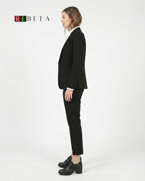 REBETA Deri Kadın Bağcıklı Topuklu Siyah Ayakkabı