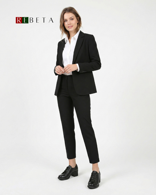 REBETA Deri Kadın Bağcıklı Topuklu Siyah Ayakkabı